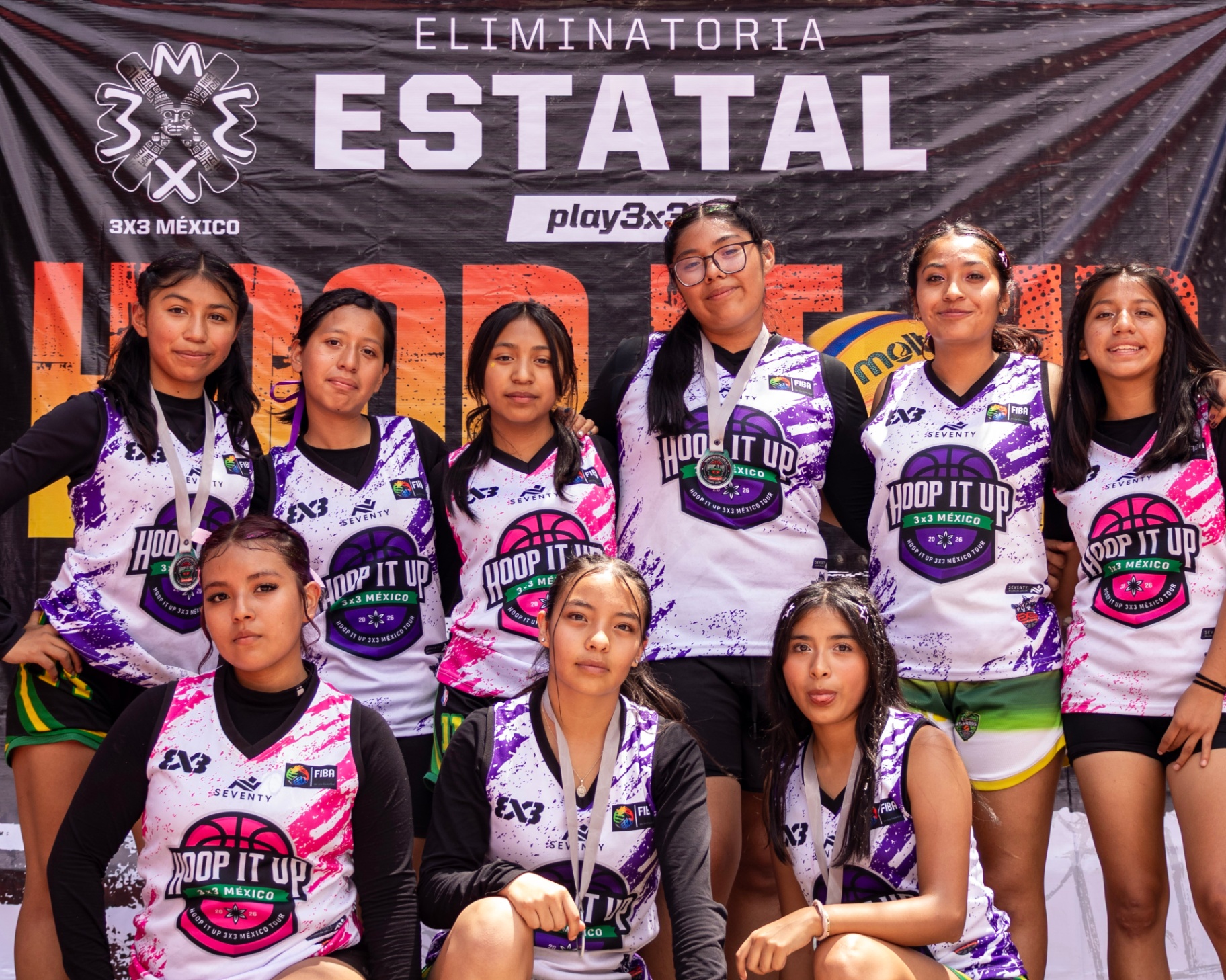 Equipos femeniles premiados en la Eliminatoria Estatal Hoop It Up 3x3 México